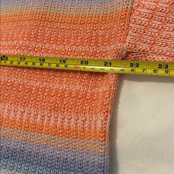 Loft pink & blue Ombre Striped V-Neck Sweater SZ L cotton blend casual weekend - Picture 6 of 11
